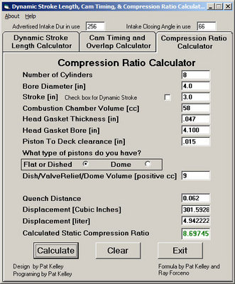 Static Compression Ratio Calculation