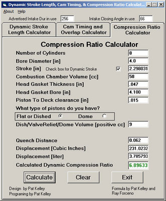 Dynamic Compression Ratio Calculation